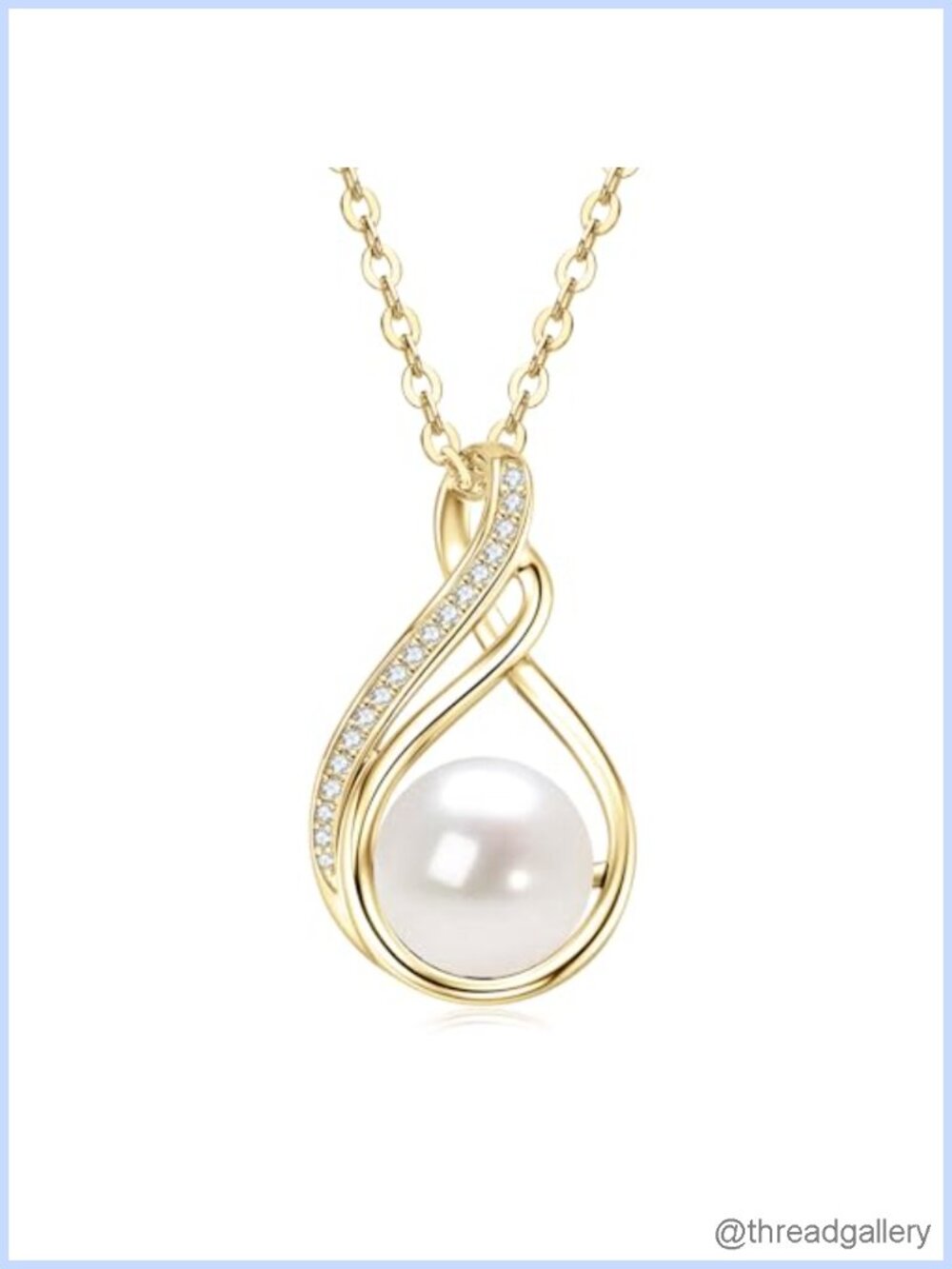 14K Gold Plated Freshwater Pearl Necklace with Moissanite Infinity Pendant